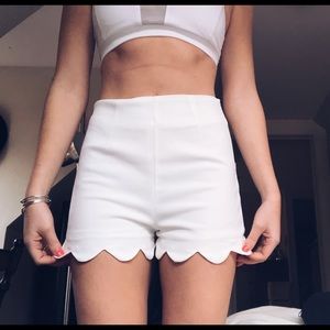 White Scallop Shorts